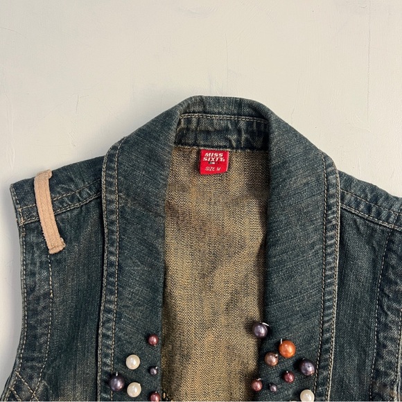 Vintage Miss Sixty Beaded Denim Vest Top - Picture 2 of 6